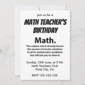 Math Typogragrah Mathematih Lehrer Birthday Math Einladung (Vorderseite)