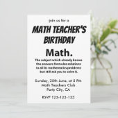 Math Typogragrah Mathematih Lehrer Birthday Math Einladung (Stehend Vorderseite)