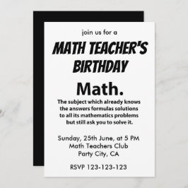 Math Typogragrah Mathematih Lehrer Birthday Math Einladung