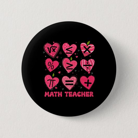 Math Valentinstag Lehrer Math Symboles Arithmetik Button (Vorderseite)