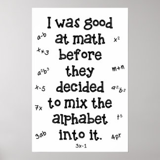 Math vor Alphabet Poster