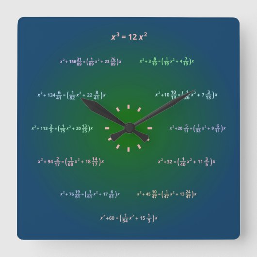 Math Wall Clock (AM-PM-Minuten) Quadratische Wanduhr (Vorderseite)