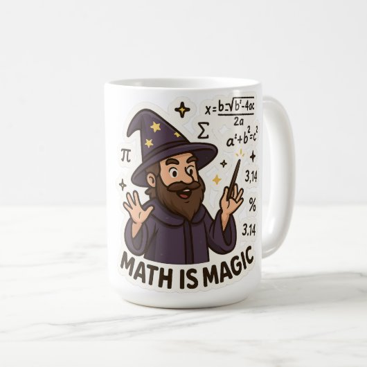 Math Wizard Sticker - "Mathe is Magic" transparent Kaffeetasse (VorderseiteRechts)