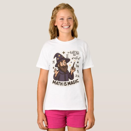 Math Wizard Sticker - "Mathe is Magic" transparent T-Shirt (Vorne ganz)