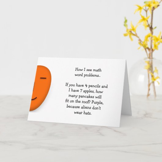 Math Word Problems Funny Math Joke Lehrer Spaß Karte (Gelbe Blume)