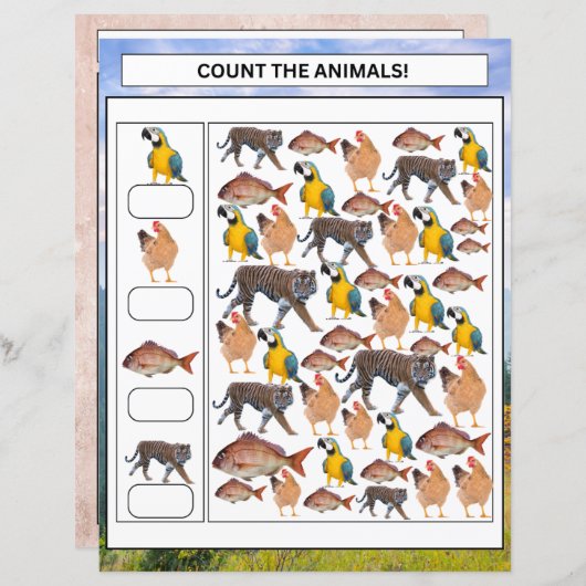 Math Worksheet Count the Animals & Vehicles Kids (Vorne/Hinten)
