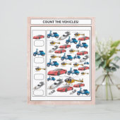 Math Worksheet Count the Vehicles & Animals Kids (Stehend Vorderseite)