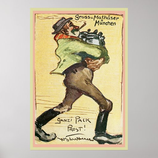 Mathaser Brauerei Deutschland Postkarte 1918 Poster (Vorne)