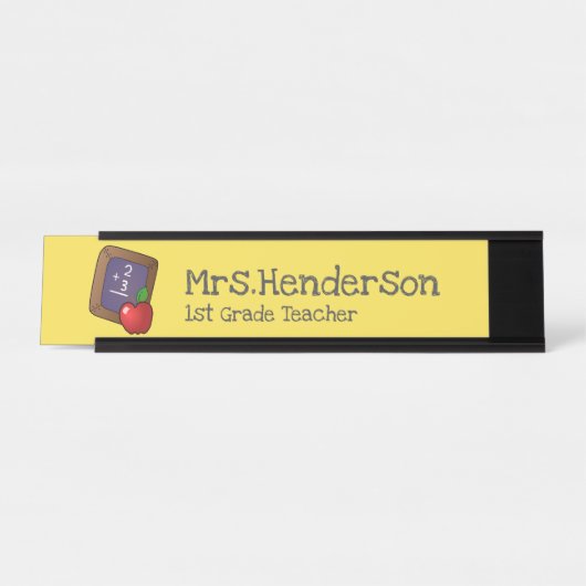 Mathe auf Tafel mit Apple-Lehrer Schreibtischnamensplakette (Vorderseite )