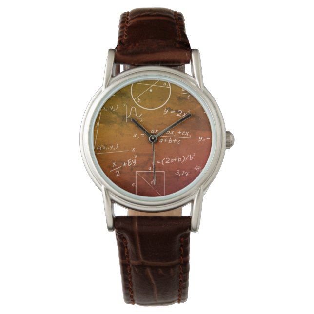 Mathe Classic Brown Lederuhr Armbanduhr (Vorderseite)