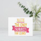Mathe. Das einzige Thema, das zählt. Math Pun Joke Postkarte (Stehend Vorderseite)
