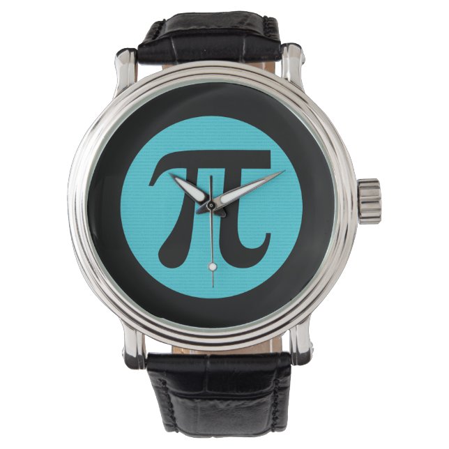 Mathe Geek Pi Symbol, blau auf schwarz Armbanduhr (Vorderseite)