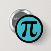 Mathe geek Pi Symbol, blau auf schwarz Button (Vorne & Hinten)