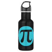 Mathe Geek Pi Symbol, blau auf schwarz Edelstahlflasche (Vorderseite)