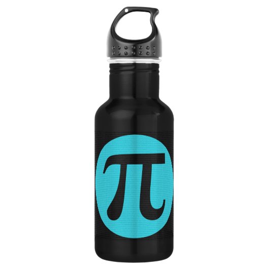 Mathe Geek Pi Symbol, blau auf schwarz Edelstahlflasche (Vorderseite)