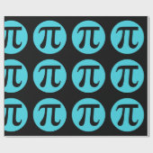Mathe Geek Pi Symbol, blau auf schwarz Geschenkpapier (Flach)