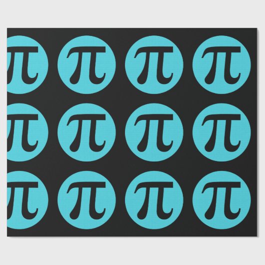 Mathe Geek Pi Symbol, blau auf schwarz Geschenkpapier (Flach)