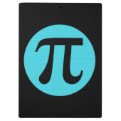Mathe Geek Pi Symbol, blau auf schwarz Klemmbrett (Rückseite)