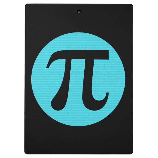Mathe Geek Pi Symbol, blau auf schwarz Klemmbrett (Rückseite)