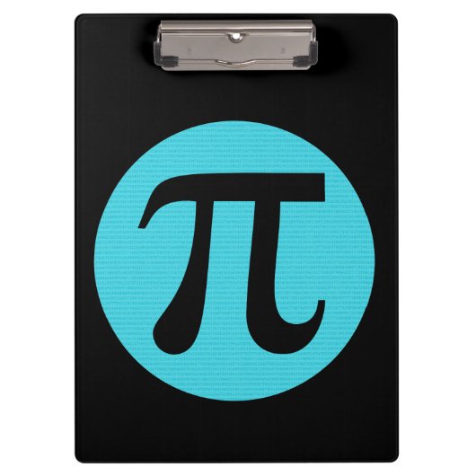 Mathe Geek Pi Symbol, blau auf schwarz Klemmbrett (Vorderseite)