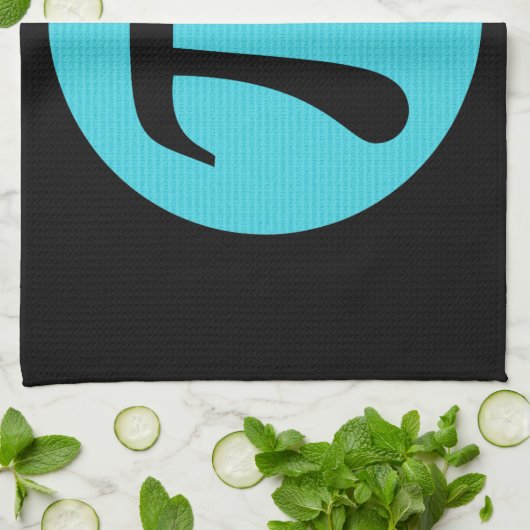 Mathe Geek Pi Symbol, blau auf schwarz Küchentuch (Gefaltet)