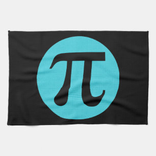 Mathe Geek Pi Symbol, blau auf schwarz Küchentuch