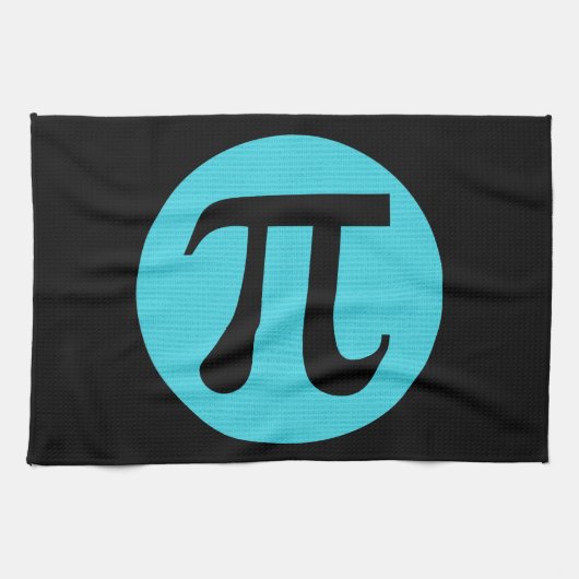Mathe Geek Pi Symbol, blau auf schwarz Küchentuch (Horizontal)