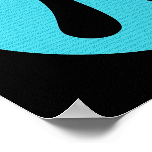 Mathe Geek Pi Symbol, blau auf schwarz Poster (Ecke)