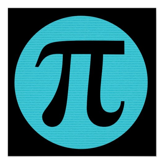 Mathe Geek Pi Symbol, blau auf schwarz Poster (Vorderseite)
