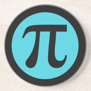 Mathe Geek Pi Symbol, blau auf schwarz Sandstein Untersetzer