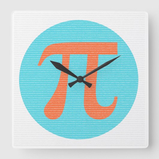 Mathe-Geek-Pi-Symbol, orange und blau Quadratische Wanduhr (Vorderseite)