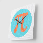Mathe-Geek-Pi-Symbol, orange und blau Quadratische Wanduhr (Winkel)