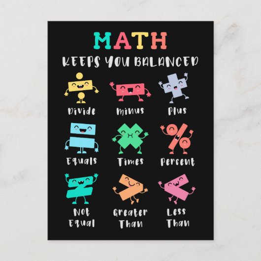 Mathe hält dich im Gleichgewicht Postkarte (Vorderseite)