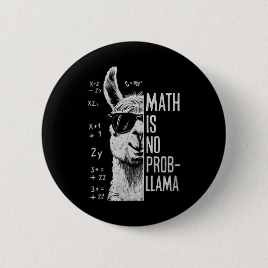 Mathe ist kein Prob-Llama Lustiger Llama Mann Frau Button (Vorderseite)