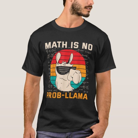 Mathe ist kein Probllama Funny Science Retro Llama T-Shirt (Vorderseite)