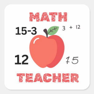 Mathe-Lehrer Apfel Design lustiges Mathe-Lehrer-Sh Quadratischer Aufkleber
