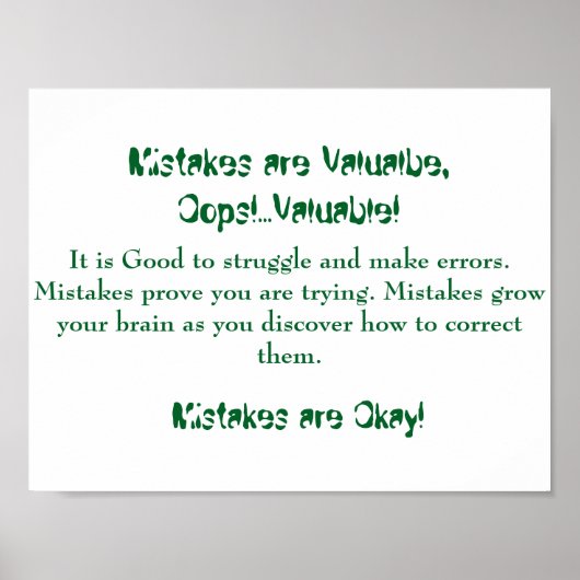Mathe Mindsets Poster-Mistakes sind gut Poster (Vorne)