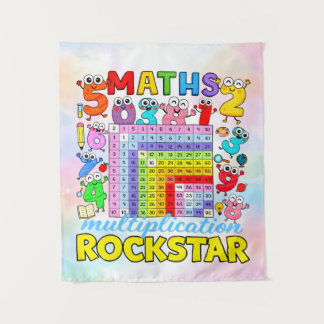 Mathe-Multiplikation-Rockstar-Nummerntag-Design Wandteppich