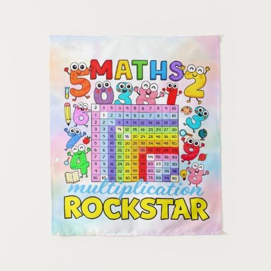 Mathe-Multiplikation-Rockstar-Nummerntag-Design Wandteppich (Vorderseite)