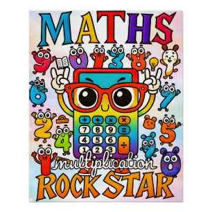 Mathe-Multiplikation Rockstar Süßer Rechner Poster