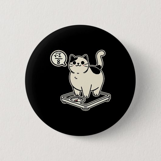 Mathe Pun Cat I Overate I Over 8 Funny Mathe Lehre Button (Vorderseite)