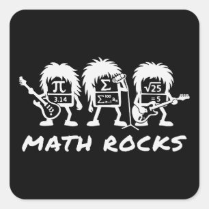 Mathe Rocks Akademische Rockband Humor Quadratischer Aufkleber