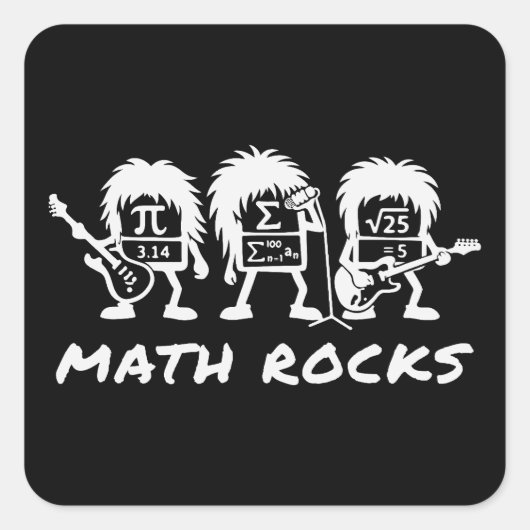 Mathe Rocks Akademische Rockband Humor Quadratischer Aufkleber (Vorderseite)
