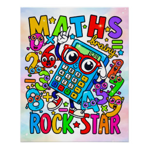 Mathe Rockstar Lustige Zahlen Aufkleber für Kinder Poster