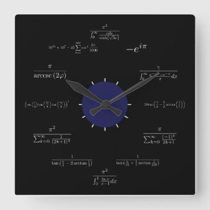 Mathe (Schwarzes) Quadratische Wanduhr