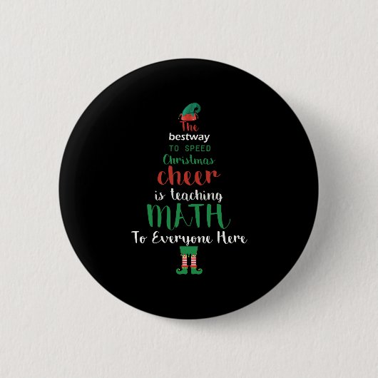 Mathe Teacher Christmas Elf Geschenkdesign Button (Vorderseite)