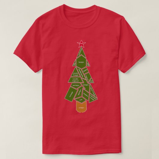 Mathe Teacher Weihnachtsbaum Made of Shapes T-Shirt (Design vorne)