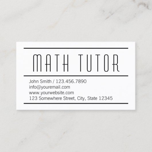 Mathe-Tutor Minimalistisch Visitenkarte (Vorderseite)