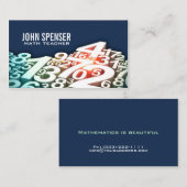 Mathe Tutor White Number Design Blue Business Card Visitenkarte (Vorne/Hinten)