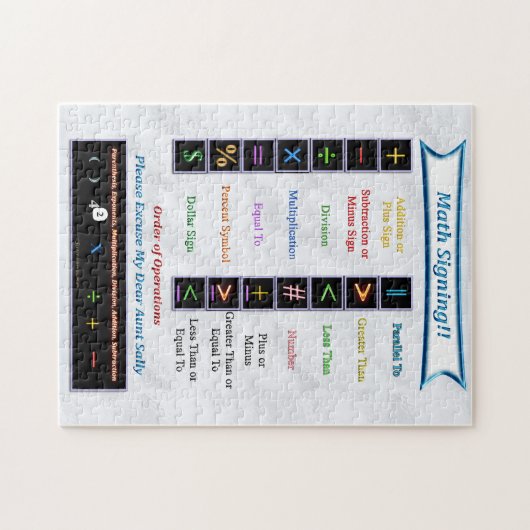 Mathe-unterzeichnendes Puzzlespiel Puzzle (Horizontal)